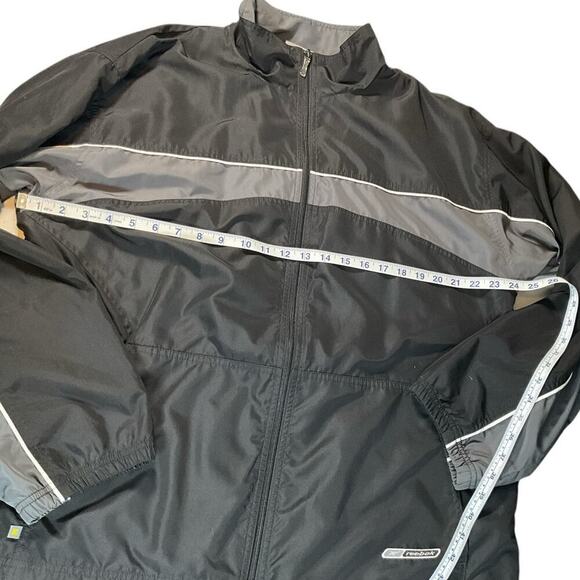 Vintage Reebok Windbreaker Sweat Suit Size Large 90's Black and Gray Polyester - Picture 5 of 15